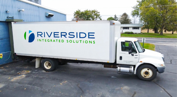 A RiverSide Integrated Solutions delivery truck loading up for deliveries across the midwest.
